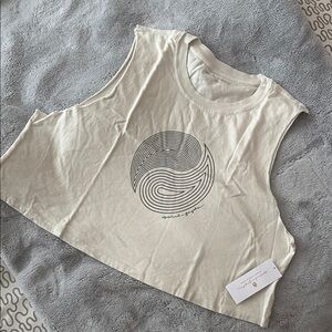 Spiritual Gangster Cream Muscle Tee with Black Graphic